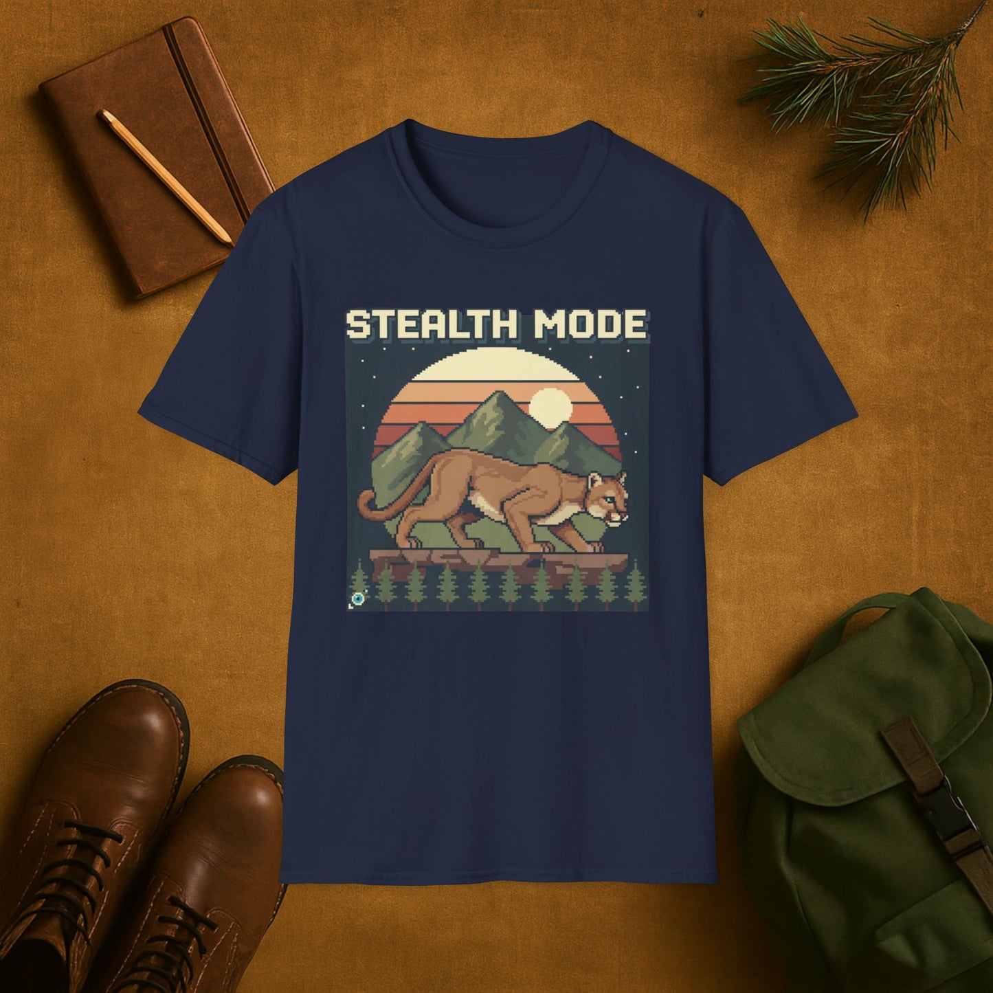 8-Bit Mountain Lion Stealth Mode T-Shirt