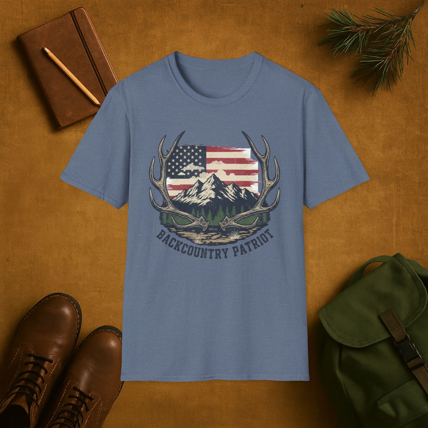 Back Country Patriot-Vintage Elk Antler American T-Shirt