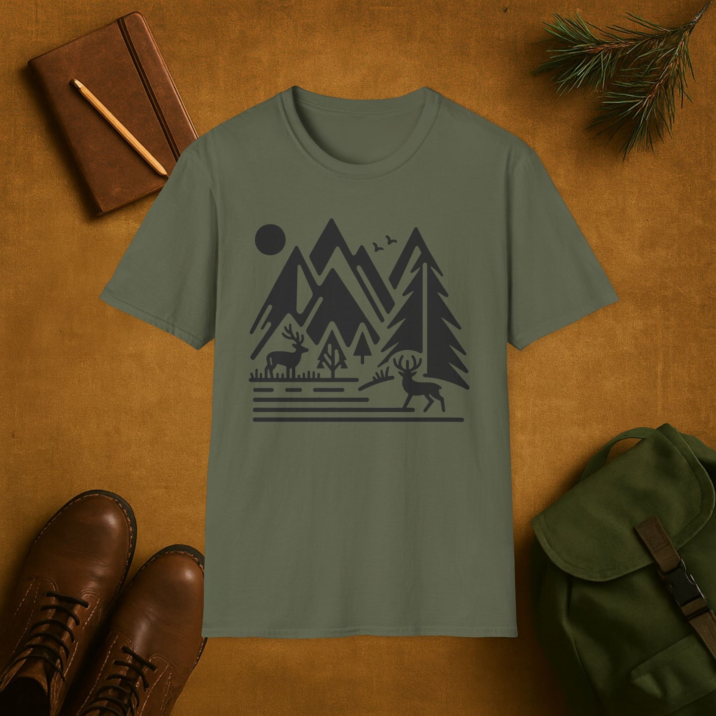Minimal Mountain Deer T-Shirt