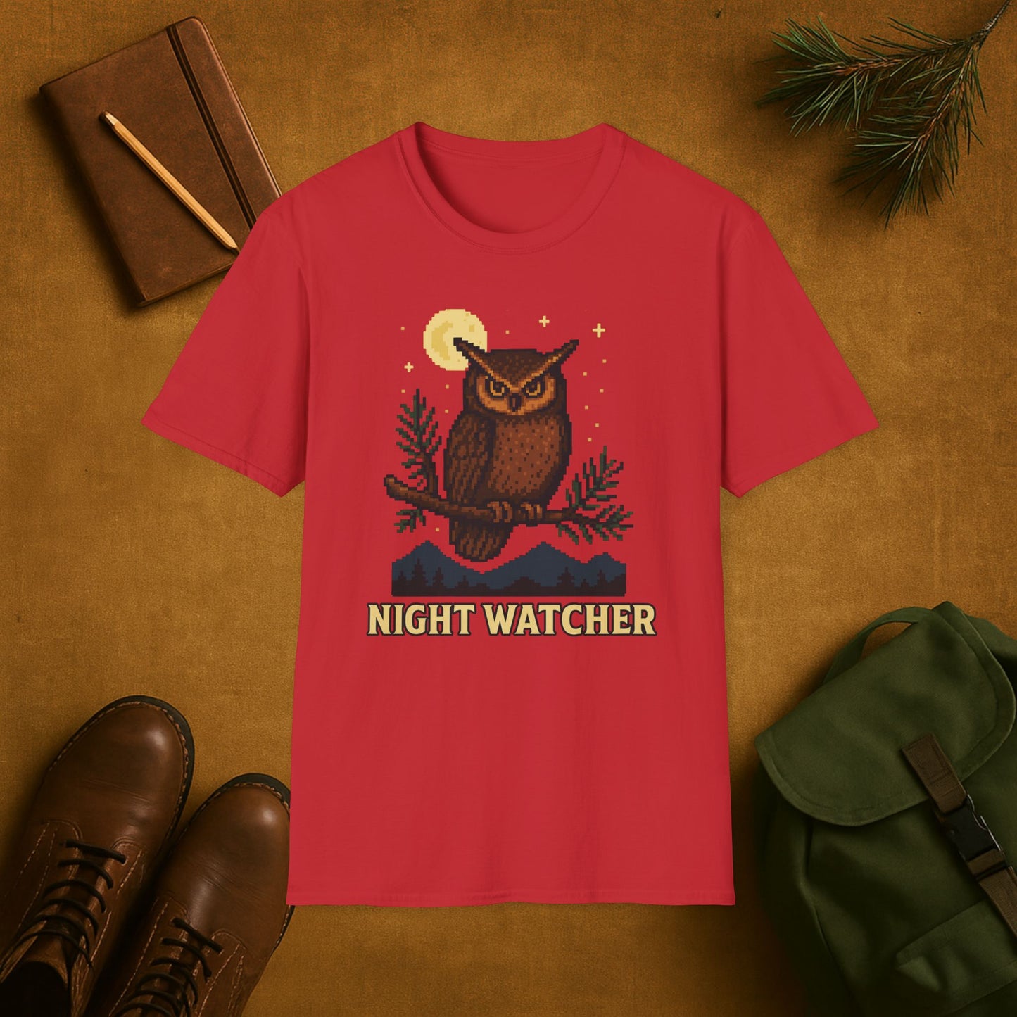 Owl 8 Bit Night Wachter T-shirt