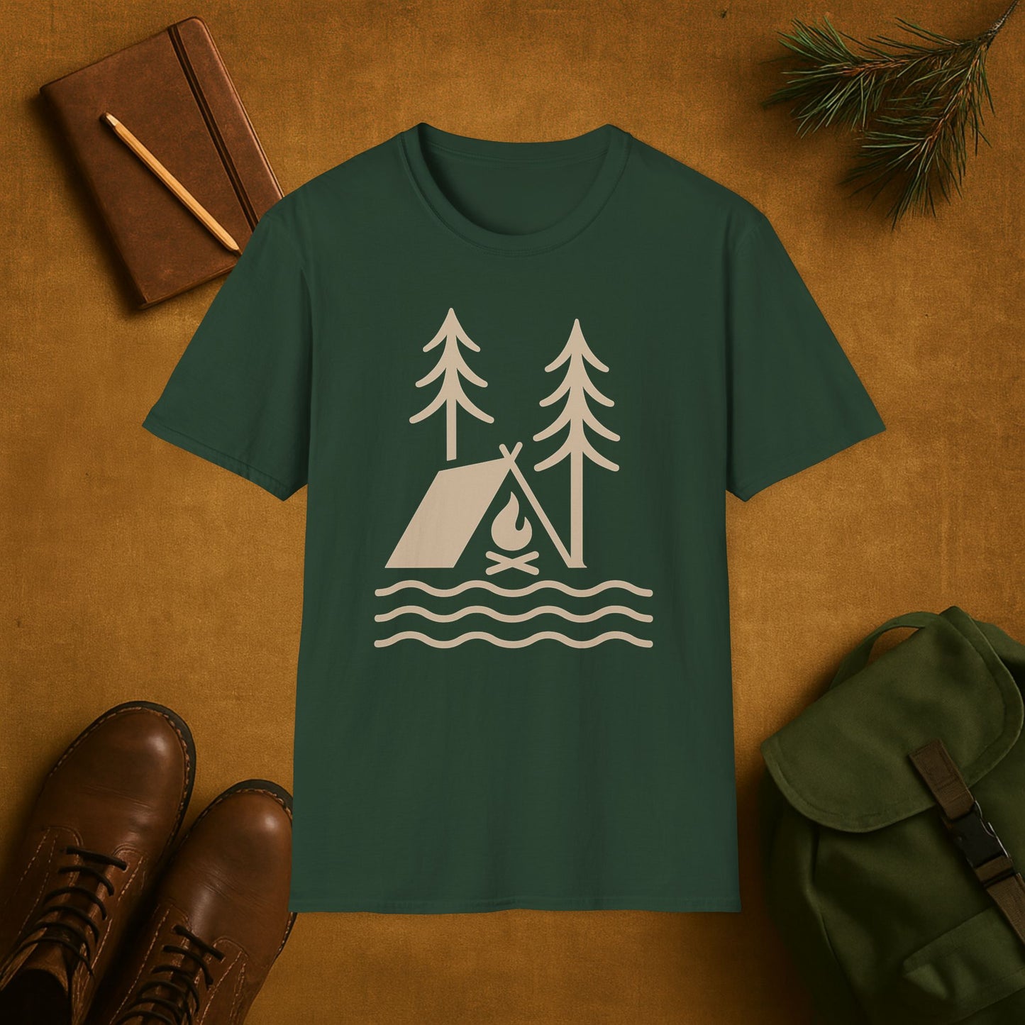 Wildlines Tent Campfire Camping T-Shirt