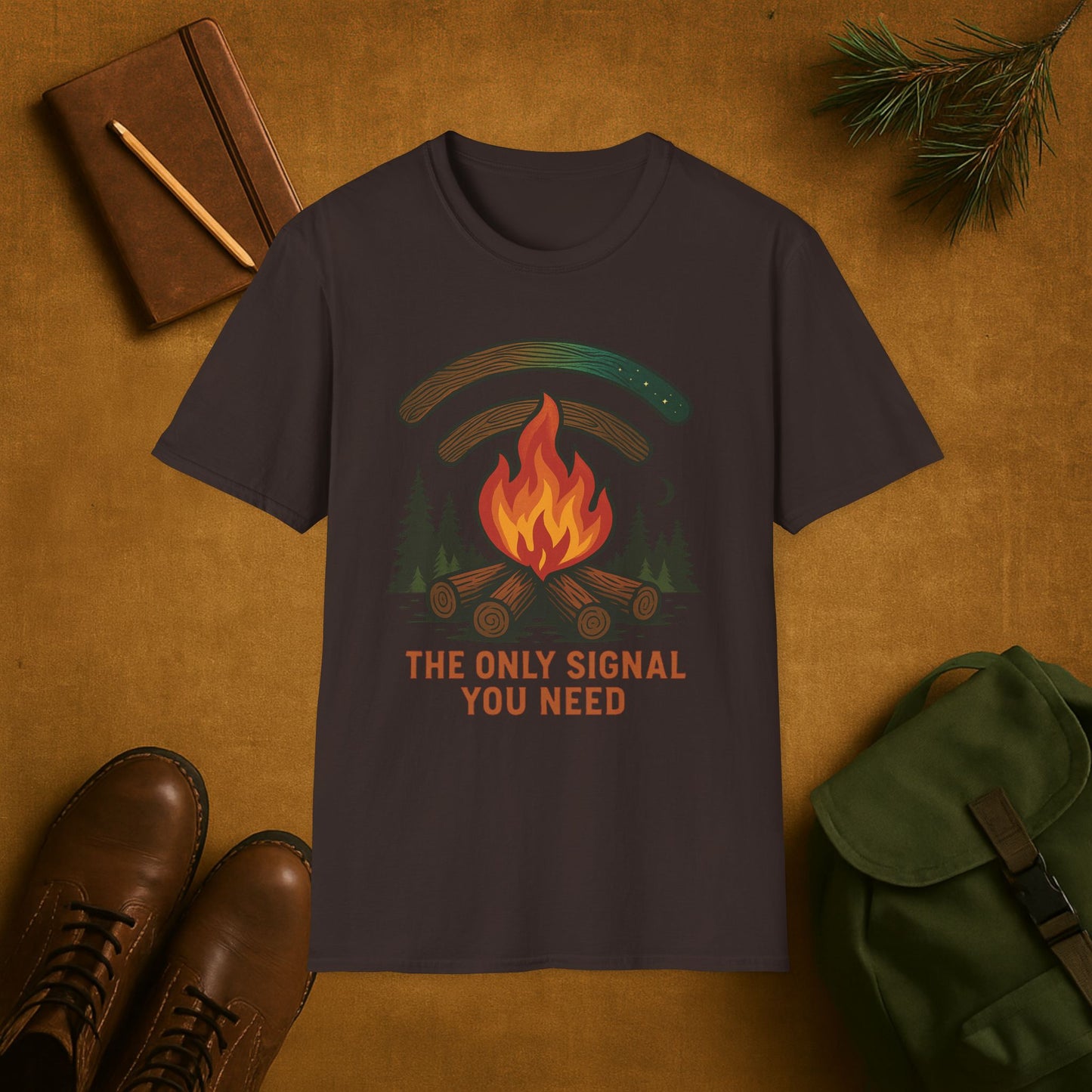 The Only Signal You Need Campfire Camping T-Shirt