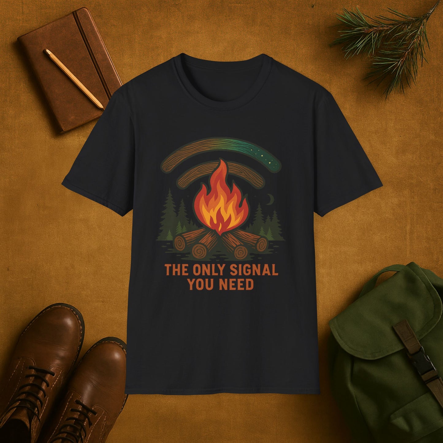 The Only Signal You Need Campfire Camping T-Shirt