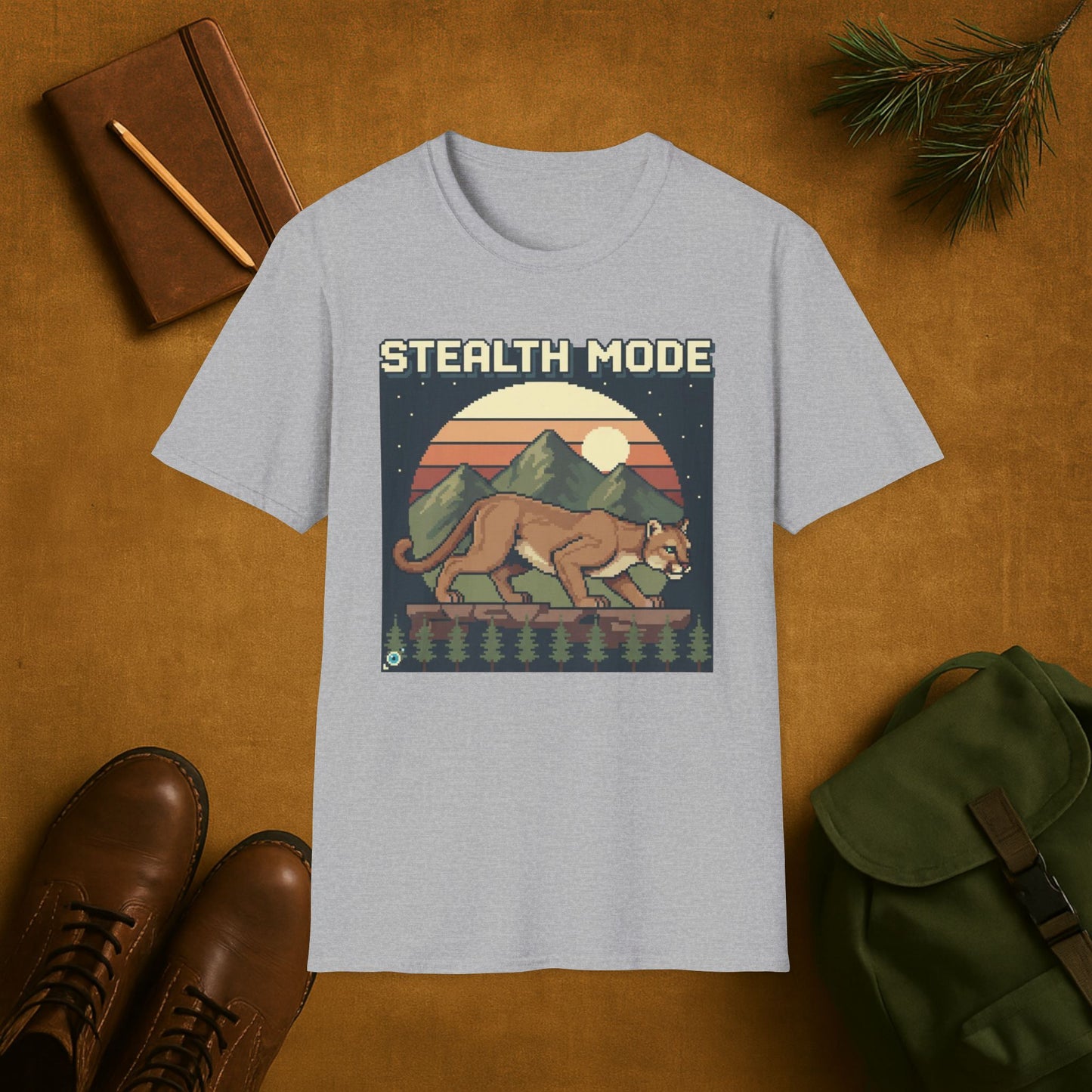 8-Bit Mountain Lion Stealth Mode T-Shirt