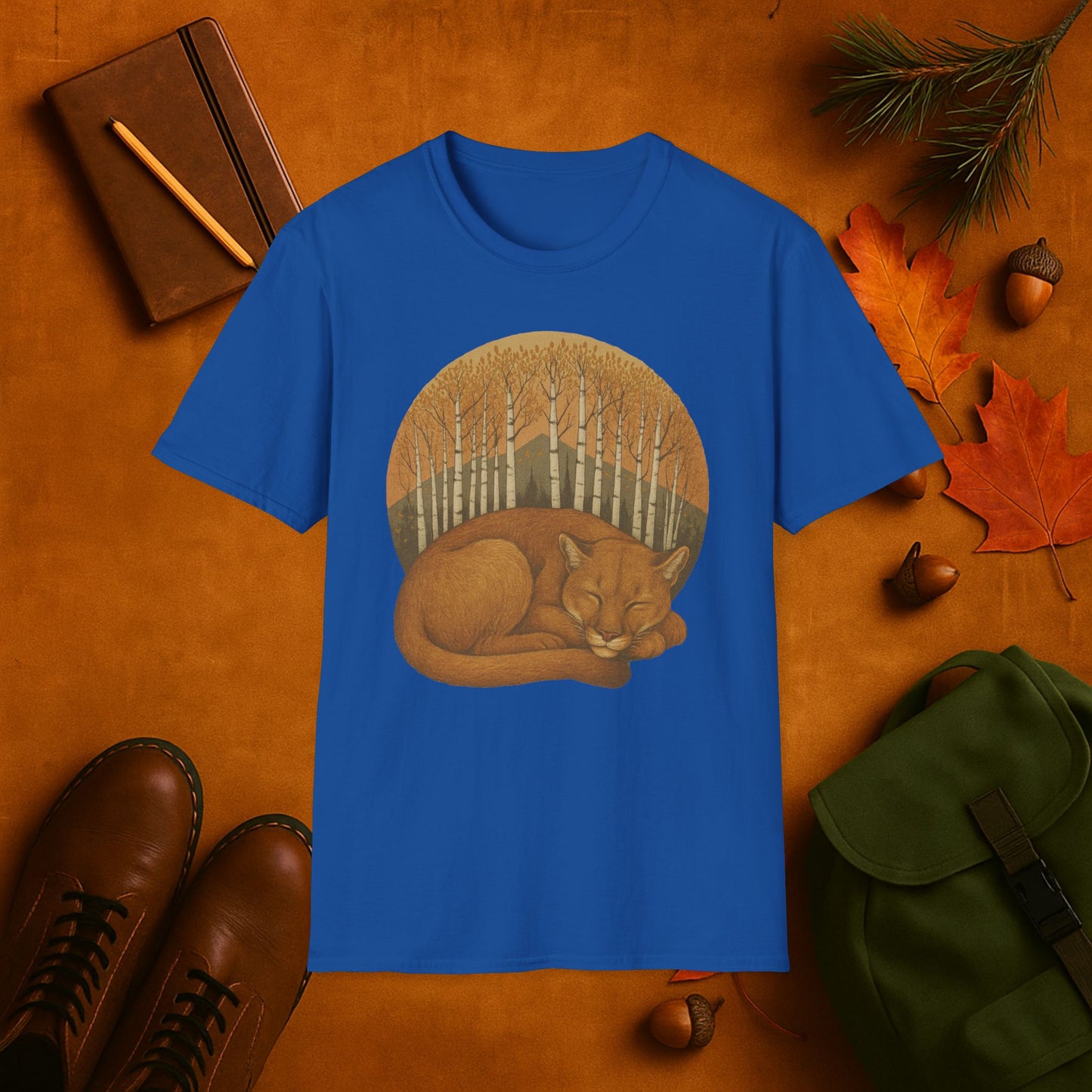 Sleepy Mountain Lion Fall Aspens T-Shirt