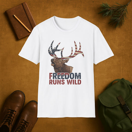 Patriotic Elk Freedom Runs Wild T-Shirt