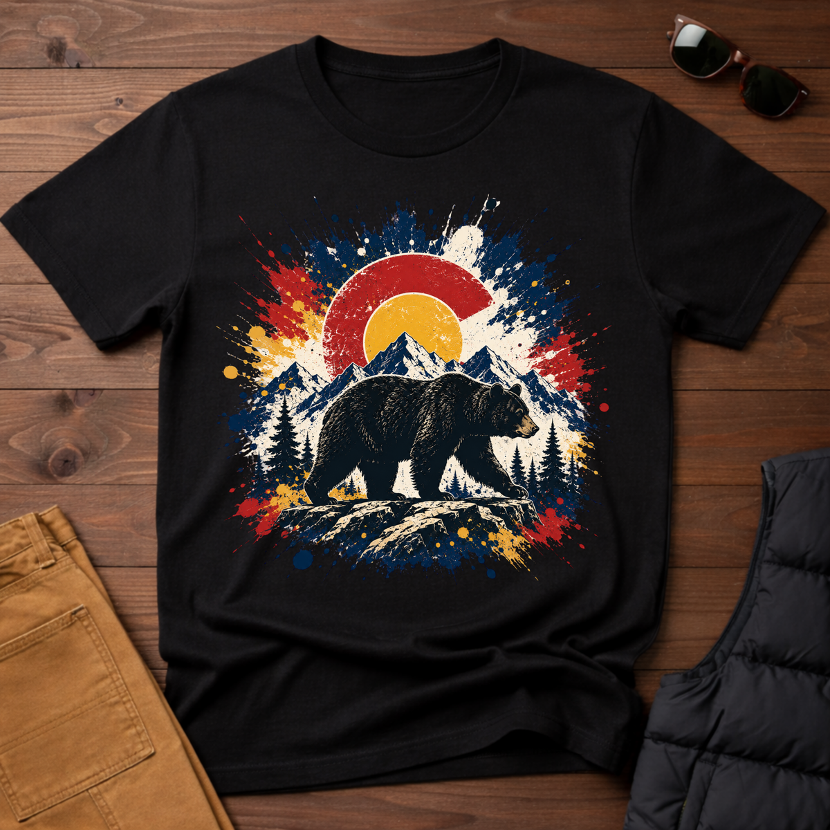 Bear Sunset Splatter T-Shirt