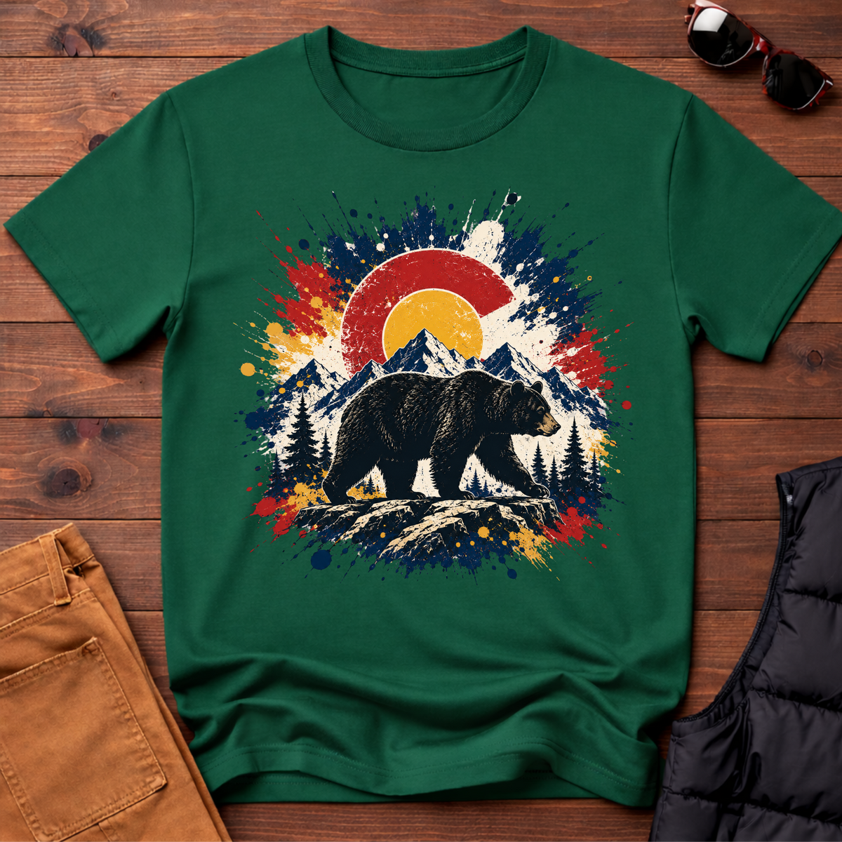 Bear Sunset Splatter T-Shirt