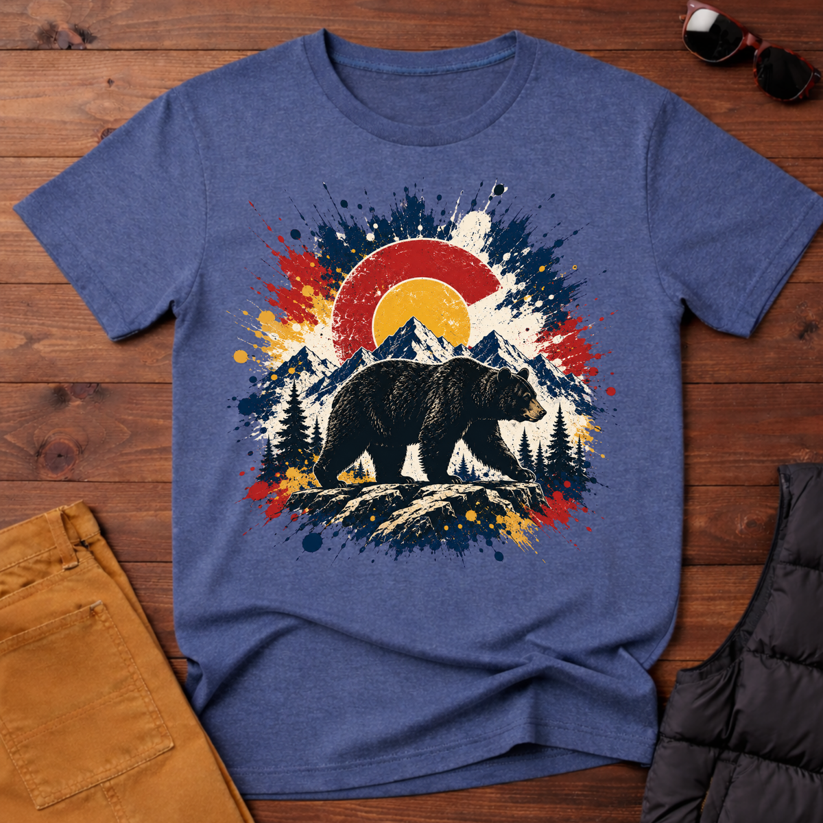 Bear Sunset Splatter T-Shirt