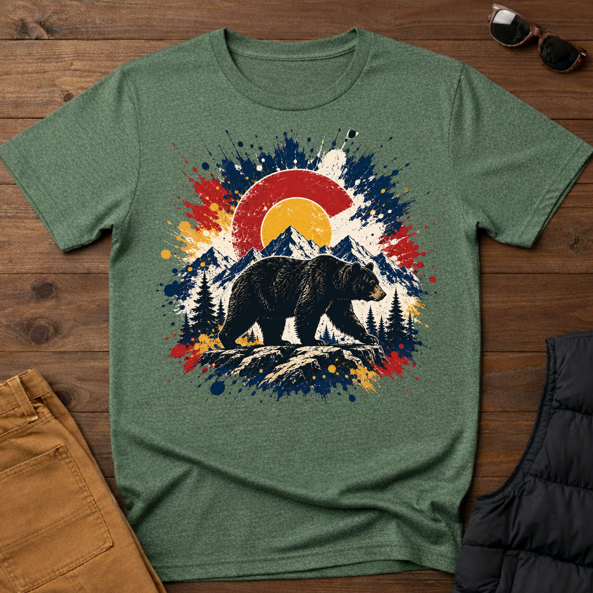 Bear Sunset Splatter T-Shirt
