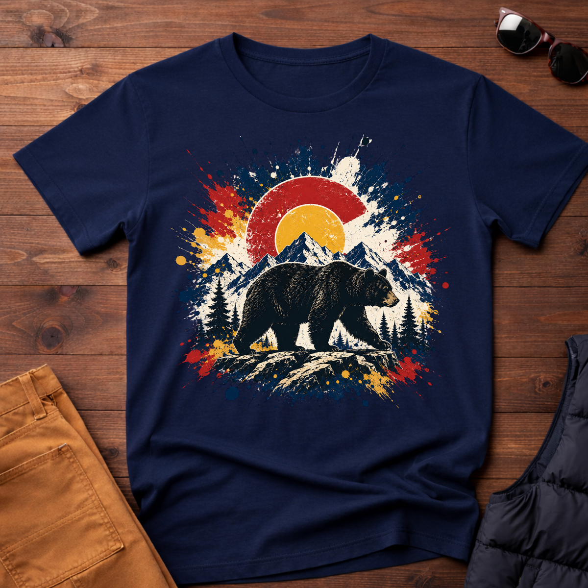 Bear Sunset Splatter T-Shirt
