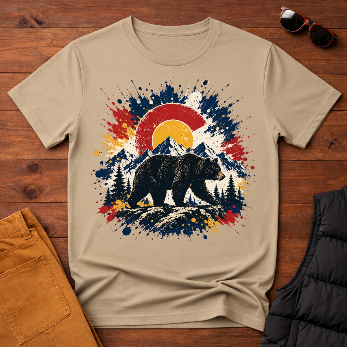 Bear Sunset Splatter T-Shirt