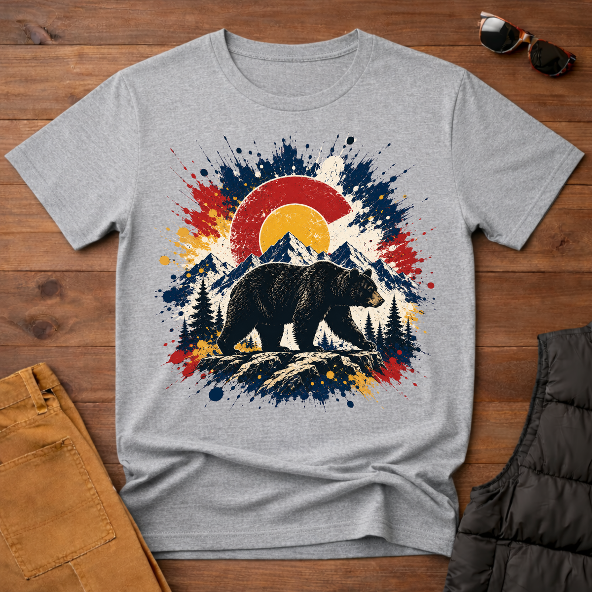 Bear Sunset Splatter T-Shirt