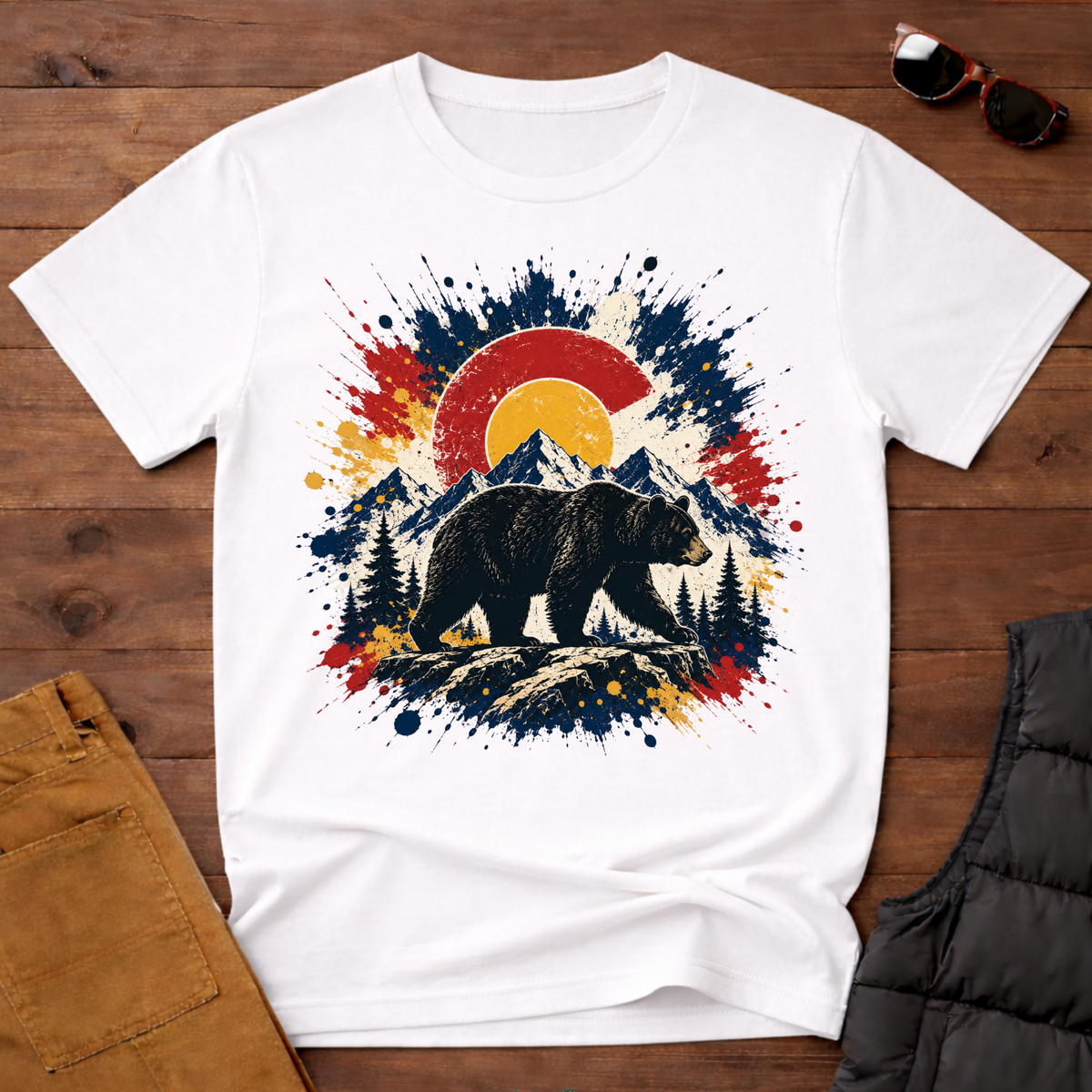 Bear Sunset Splatter T-Shirt