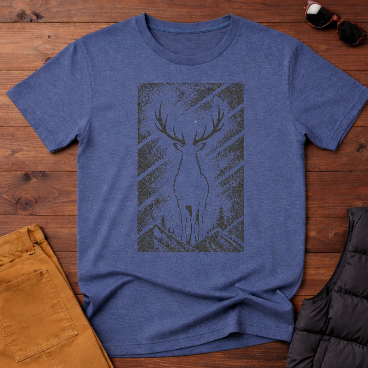 Etched Buck Silhouette