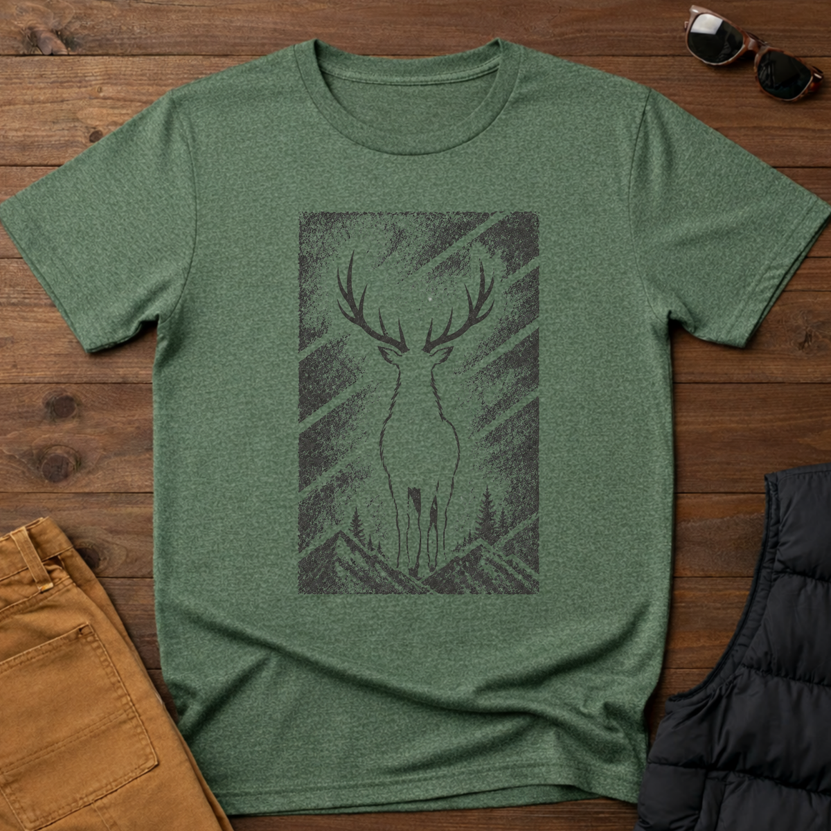 Etched Buck Silhouette