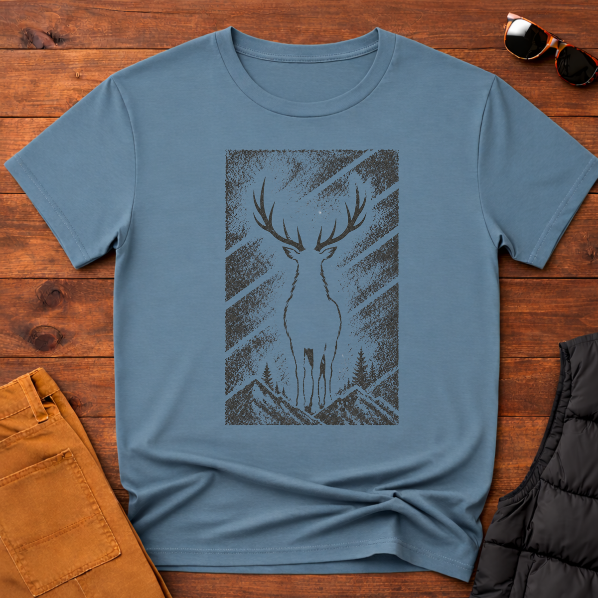 Etched Buck Silhouette