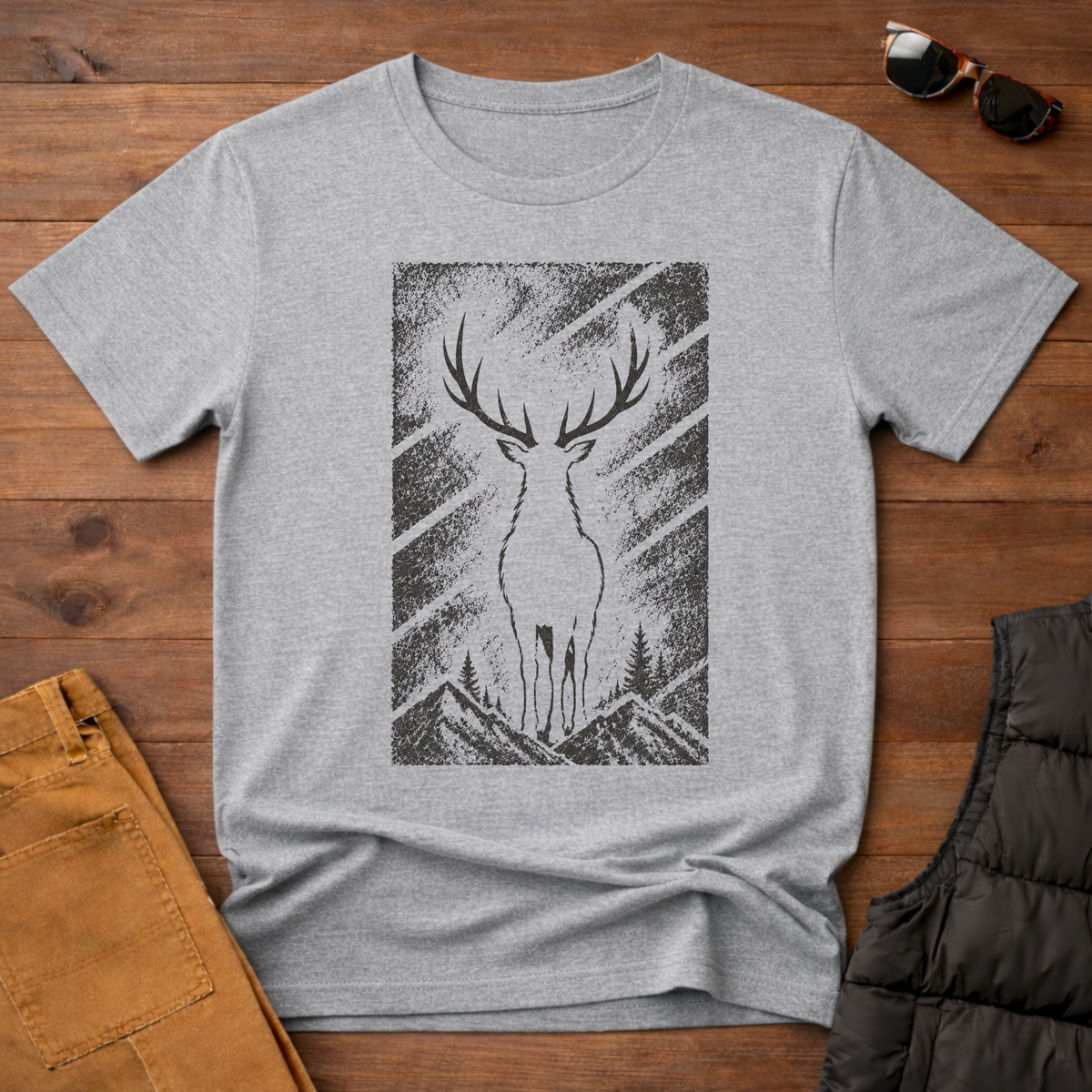 Etched Buck Silhouette
