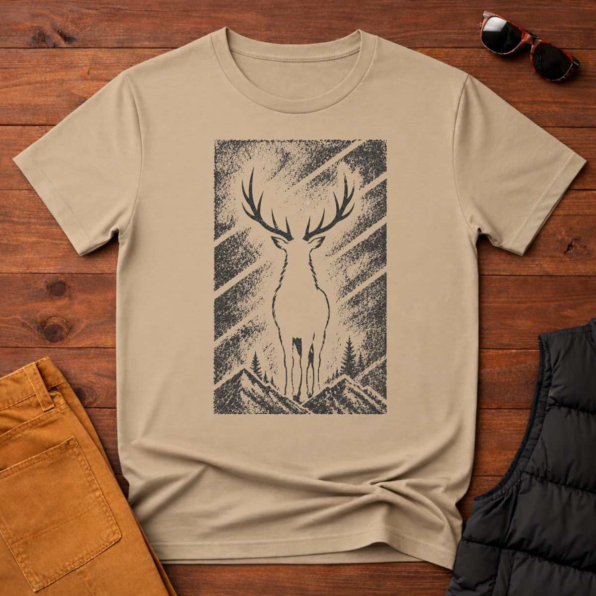 Etched Buck Silhouette