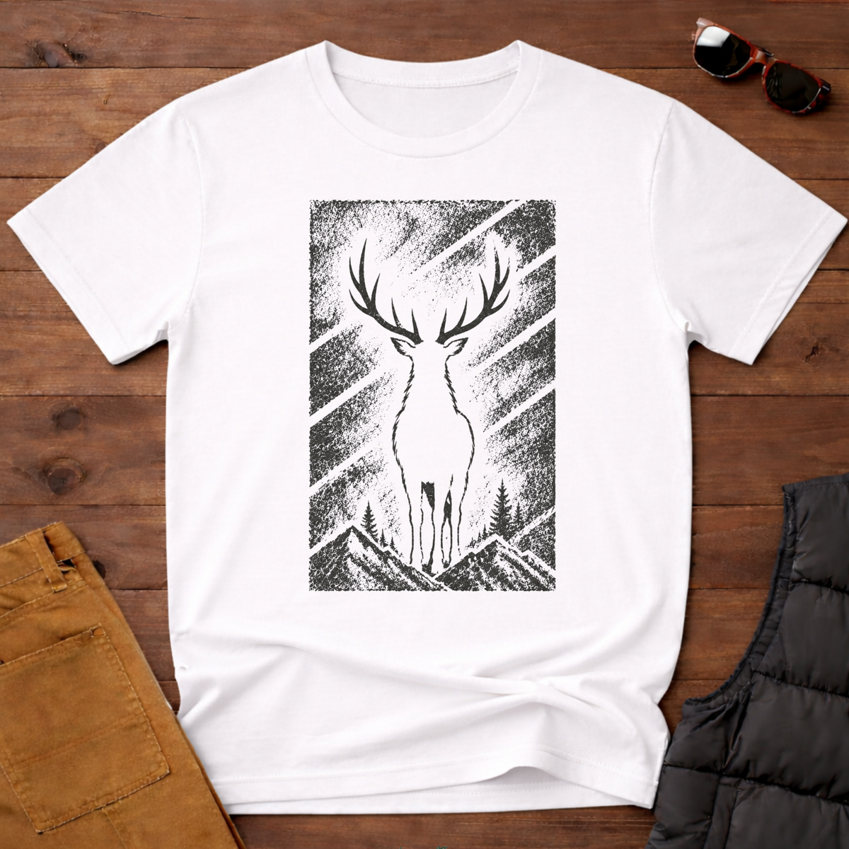 Etched Buck Silhouette