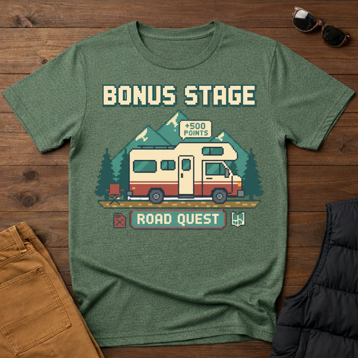 8-Bit RV Bonus Stage Road Quest T-Shirt