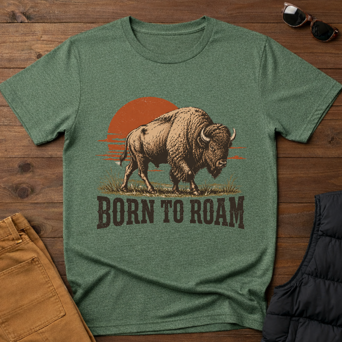Born To Roam Bison T-Shirt