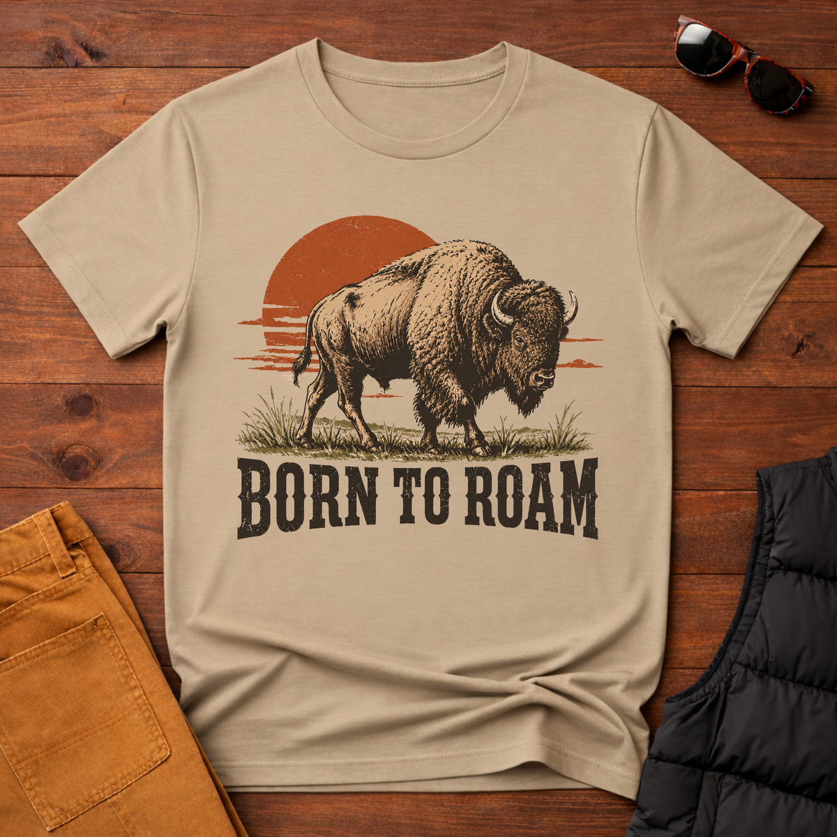 Born To Roam Bison T-Shirt