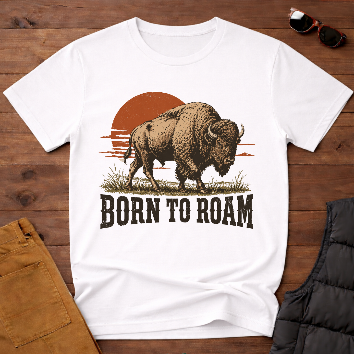 Born To Roam Bison T-Shirt
