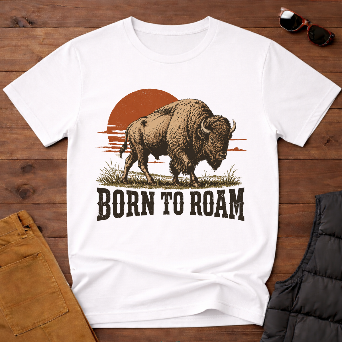 Born To Roam Bison T-Shirt