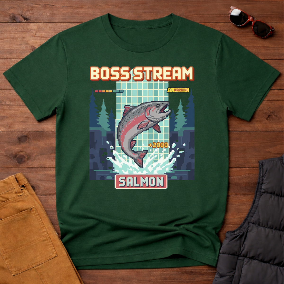 8-Bit Boss Stream Salmon T-Shirt
