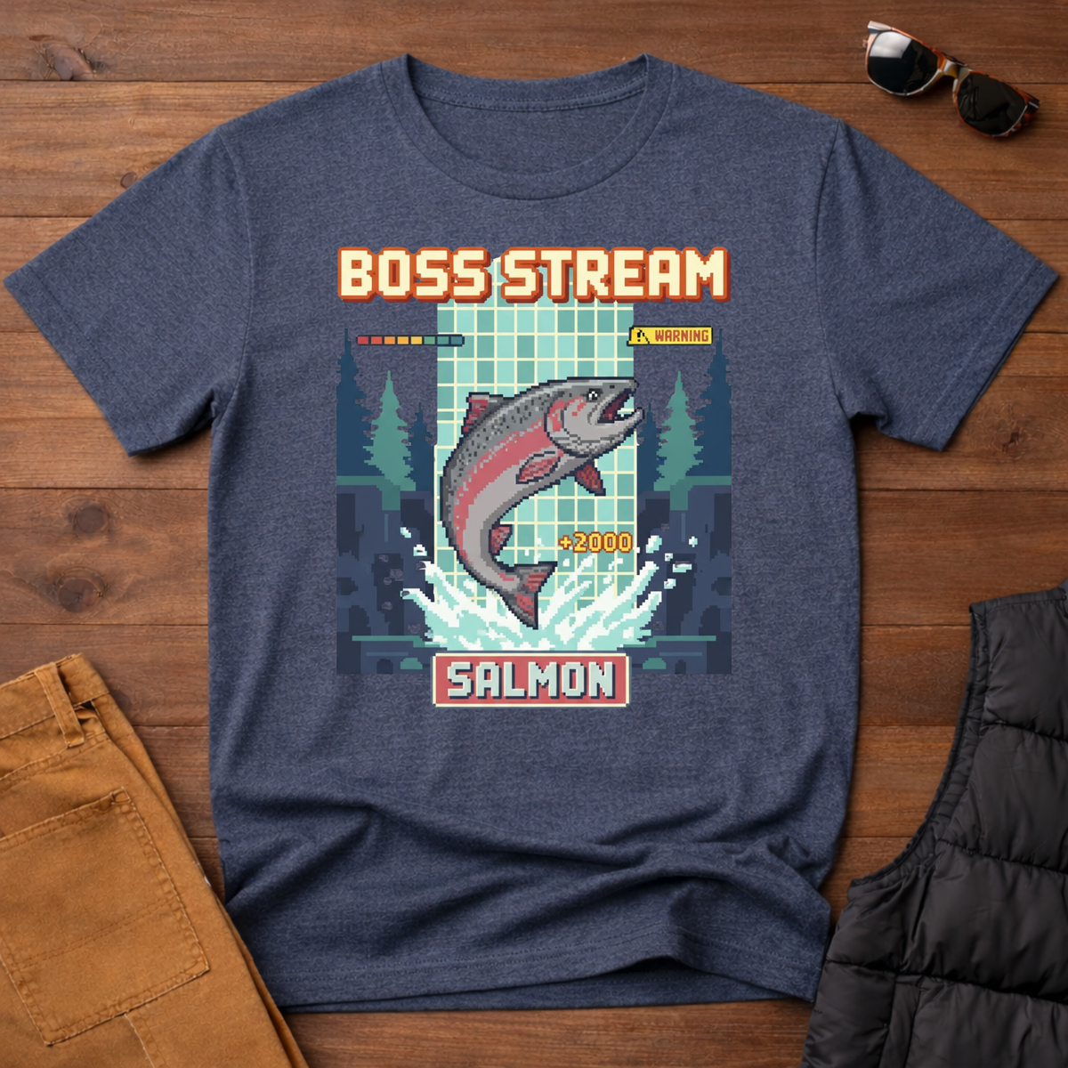 8-Bit Boss Stream Salmon T-Shirt