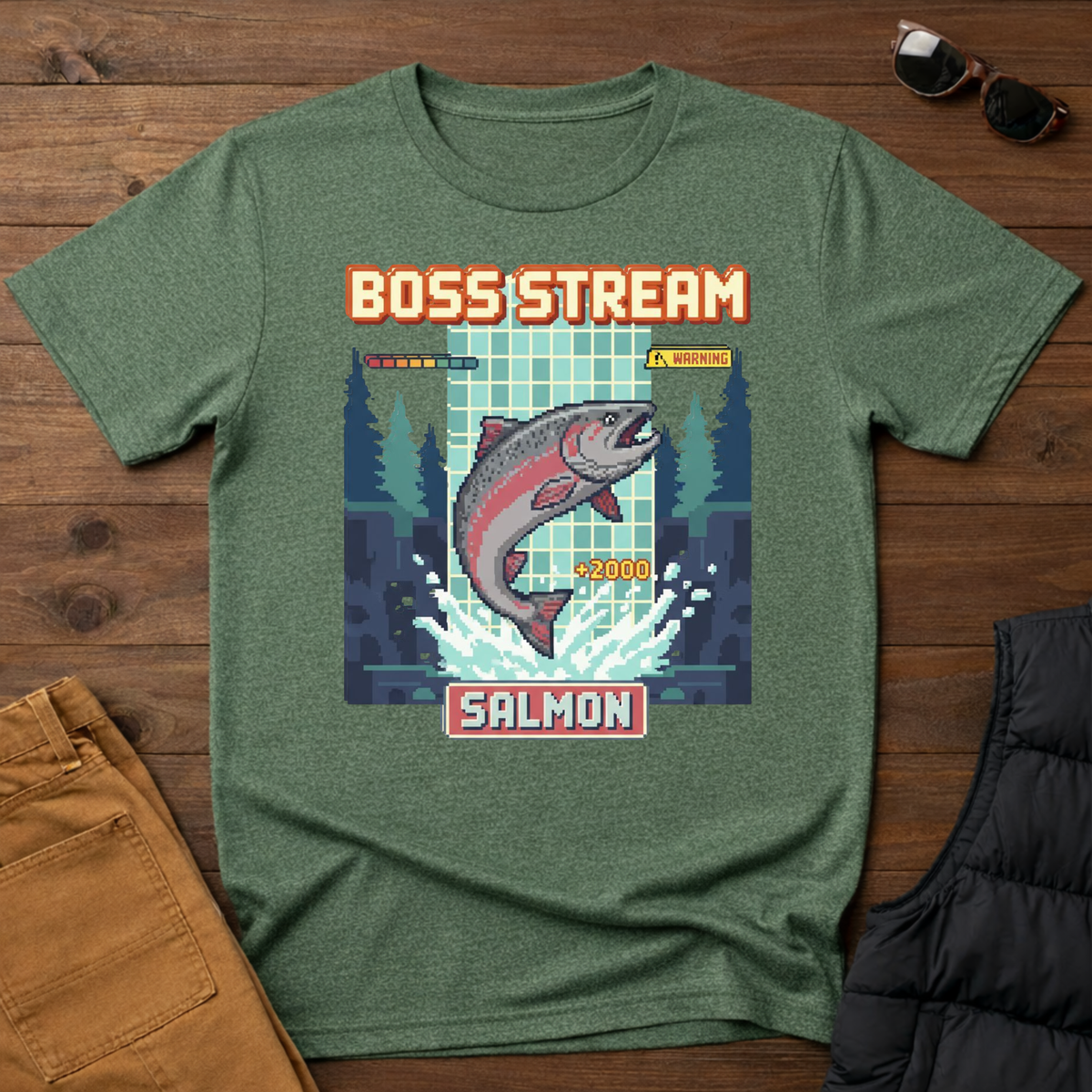 8-Bit Boss Stream Salmon T-Shirt