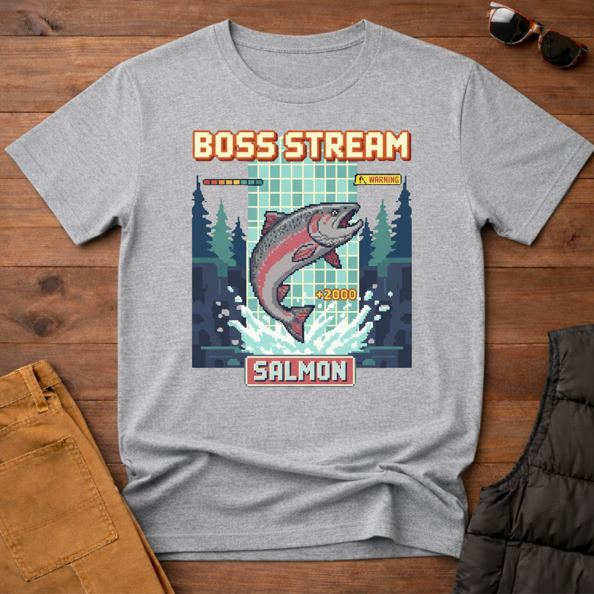 8-Bit Boss Stream Salmon T-Shirt