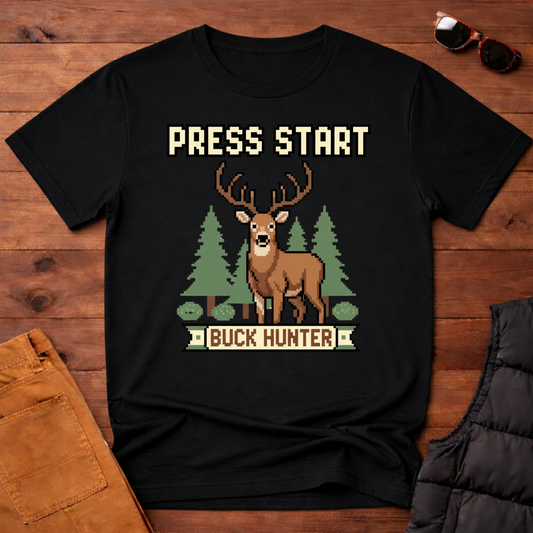 8-Bit Press Start Buck Hunter T-Shirt