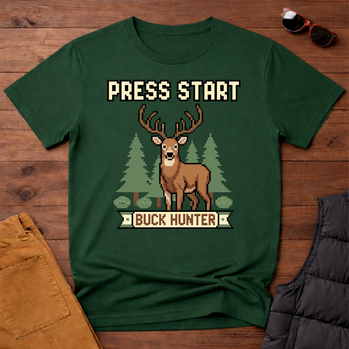 8-Bit Press Start Buck Hunter T-Shirt