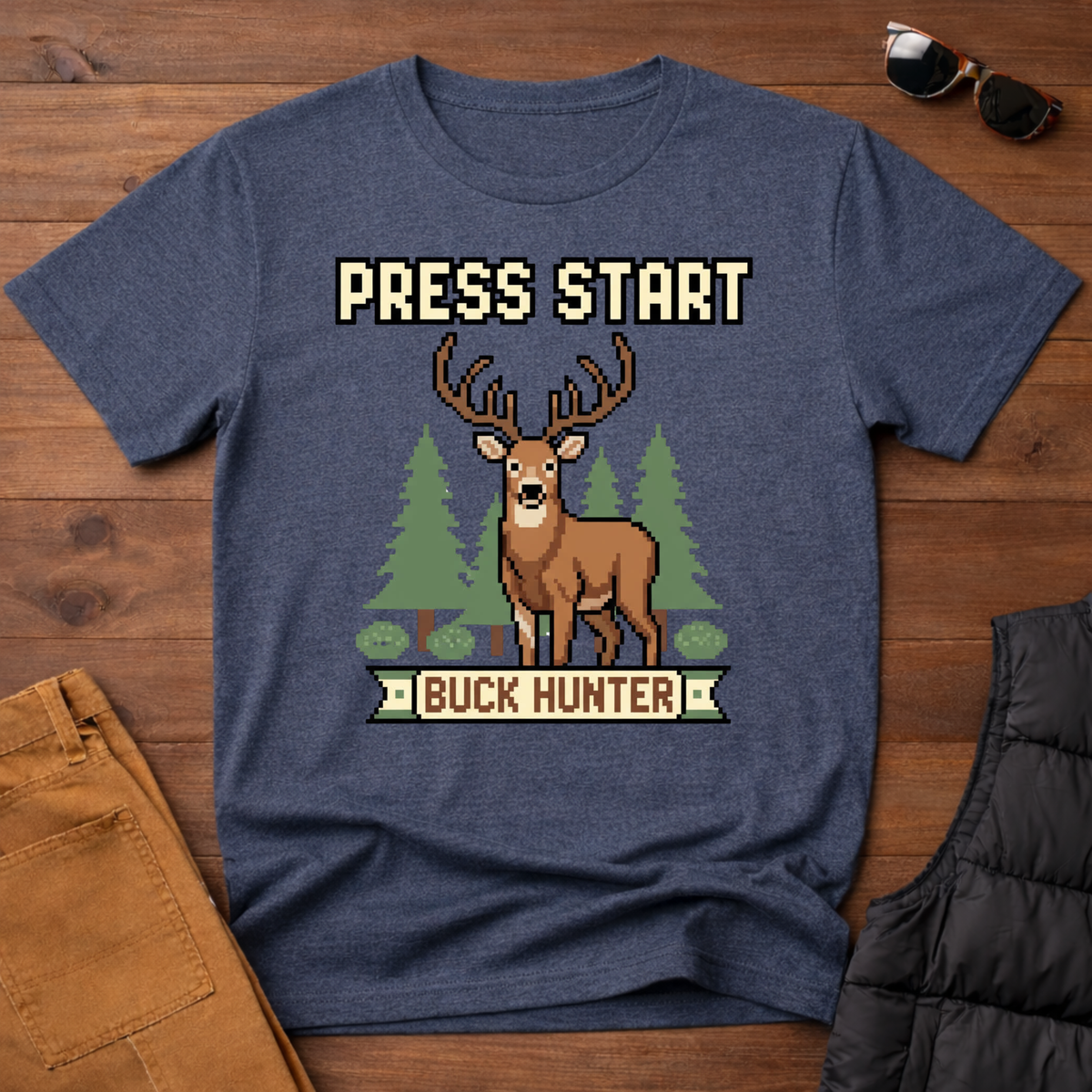 8-Bit Press Start Buck Hunter T-Shirt