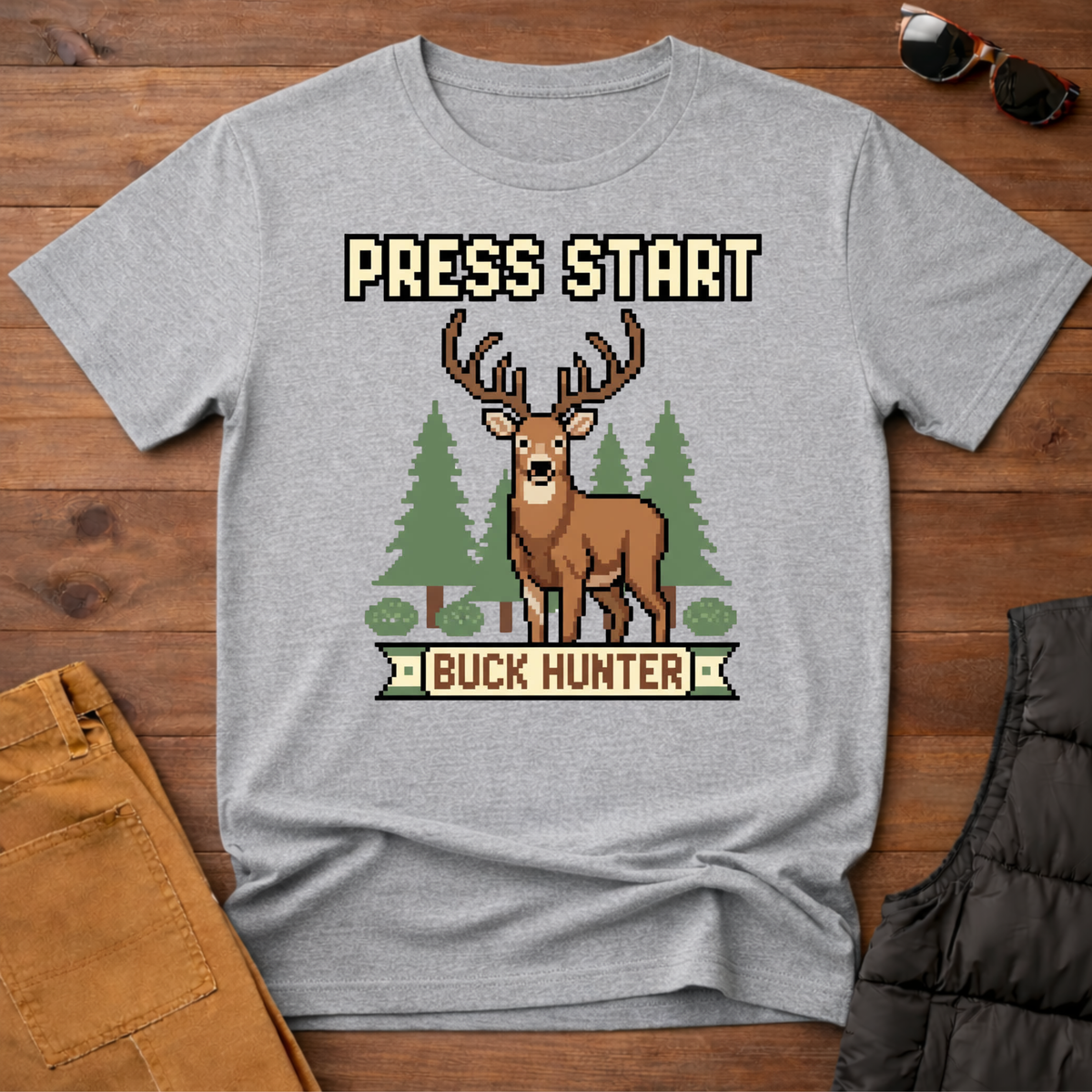 8-Bit Press Start Buck Hunter T-Shirt
