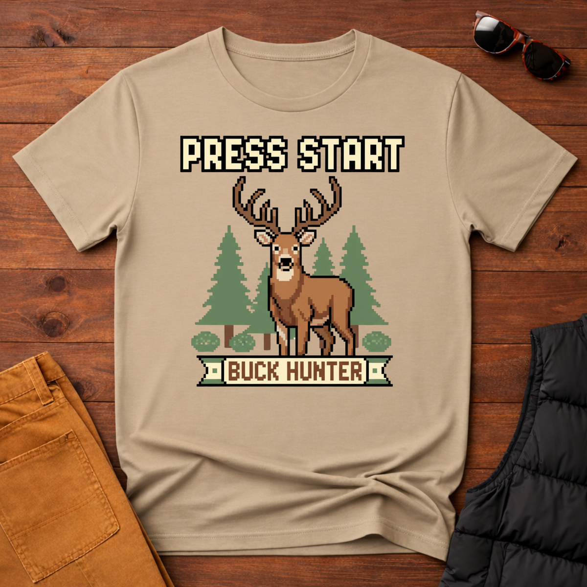 8-Bit Press Start Buck Hunter T-Shirt