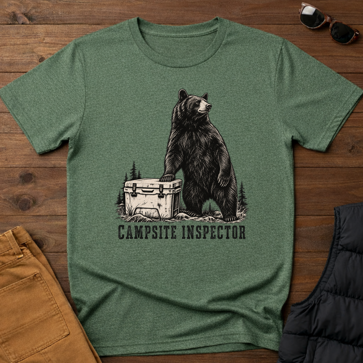 Campsite Inspector T-Shirt — Rustic Bear Camping Tee