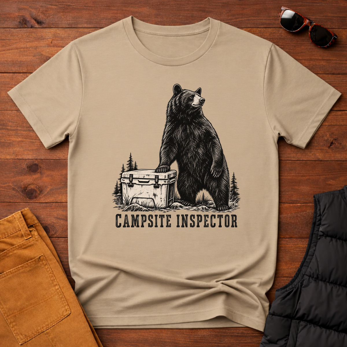 Campsite Inspector T-Shirt — Rustic Bear Camping Tee