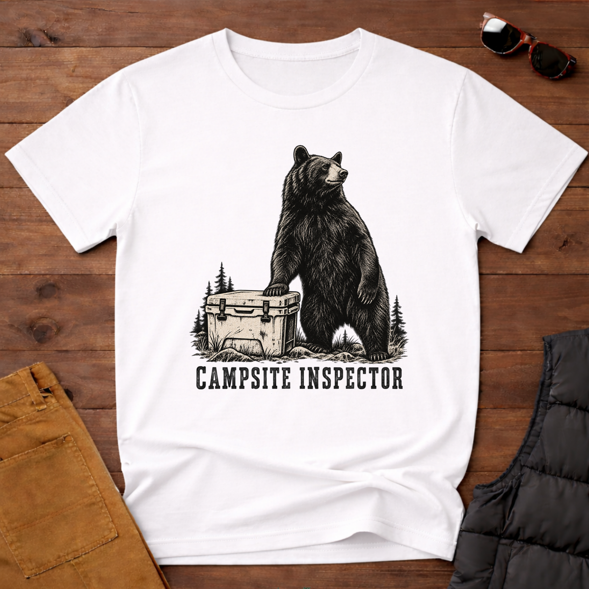 Campsite Inspector T-Shirt — Rustic Bear Camping Tee