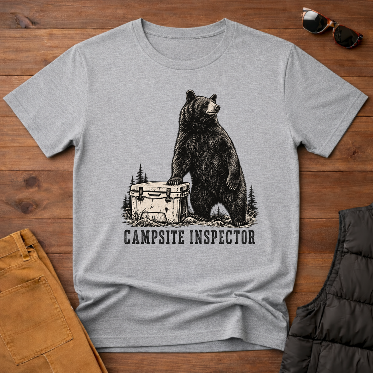Campsite Inspector T-Shirt — Rustic Bear Camping Tee