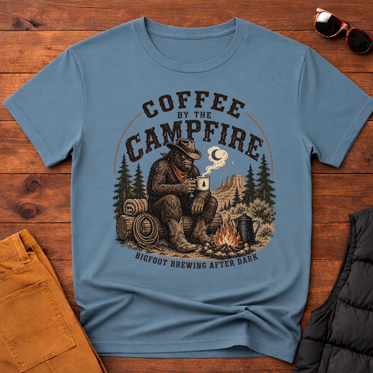 Coffee by the Campfire Bigfoot Tee