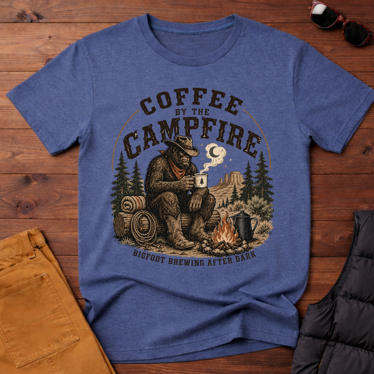 Coffee by the Campfire Bigfoot Tee