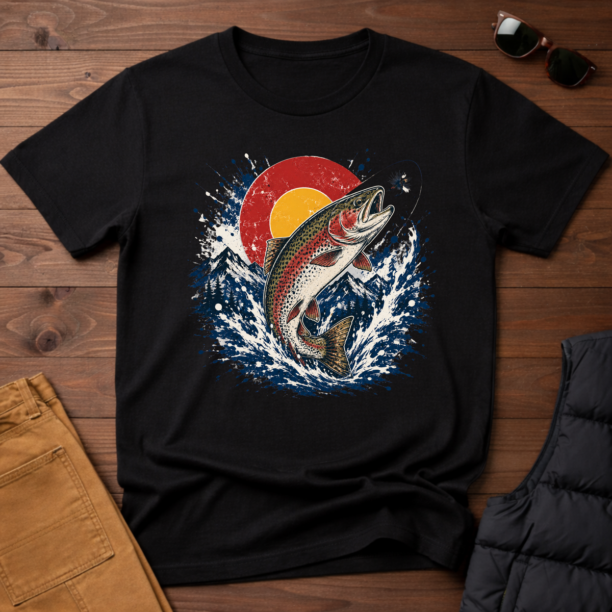 Trout Jump Sunset Splatter T-Shirt