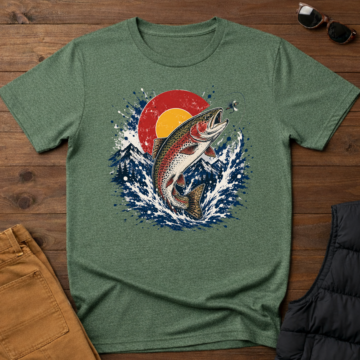 Trout Jump Sunset Splatter T-Shirt