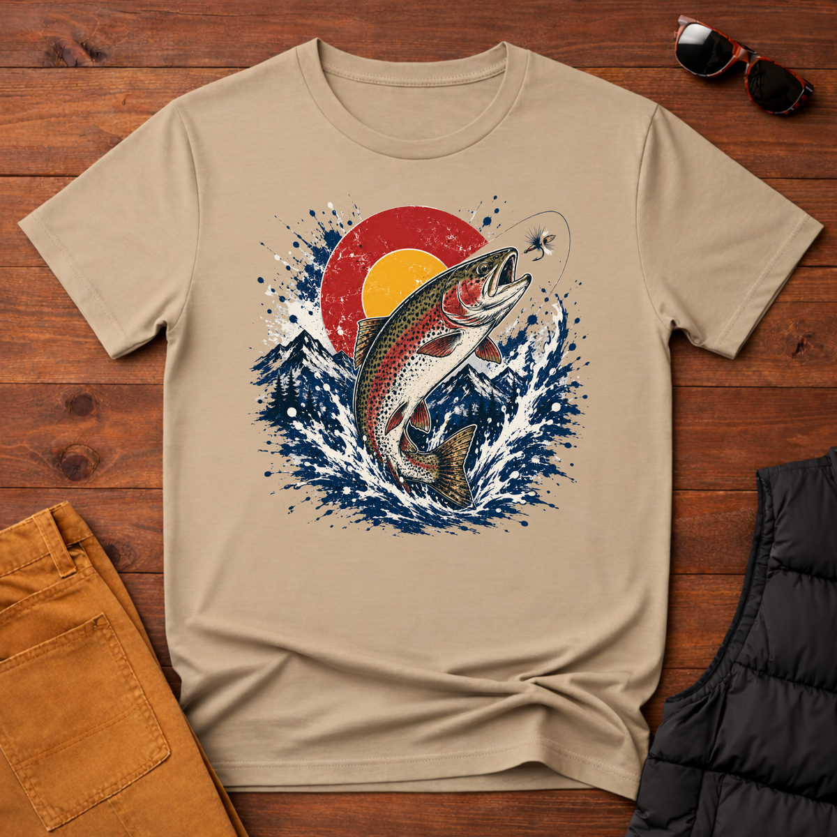 Trout Jump Sunset Splatter T-Shirt