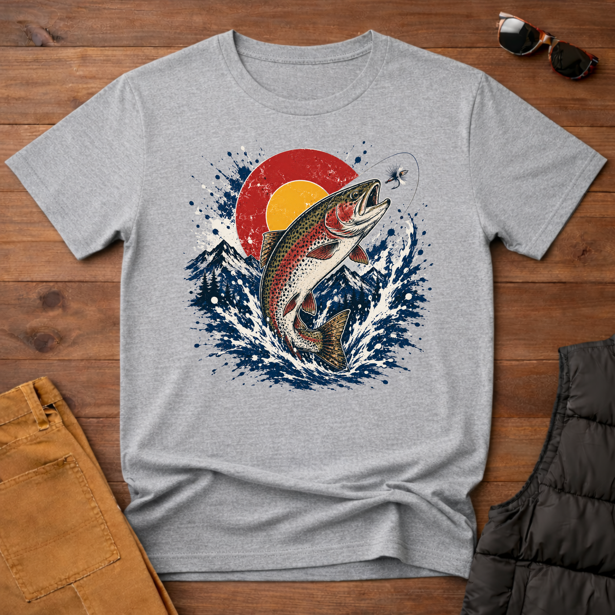 Trout Jump Sunset Splatter T-Shirt