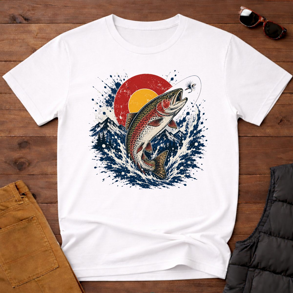 Trout Jump Sunset Splatter T-Shirt