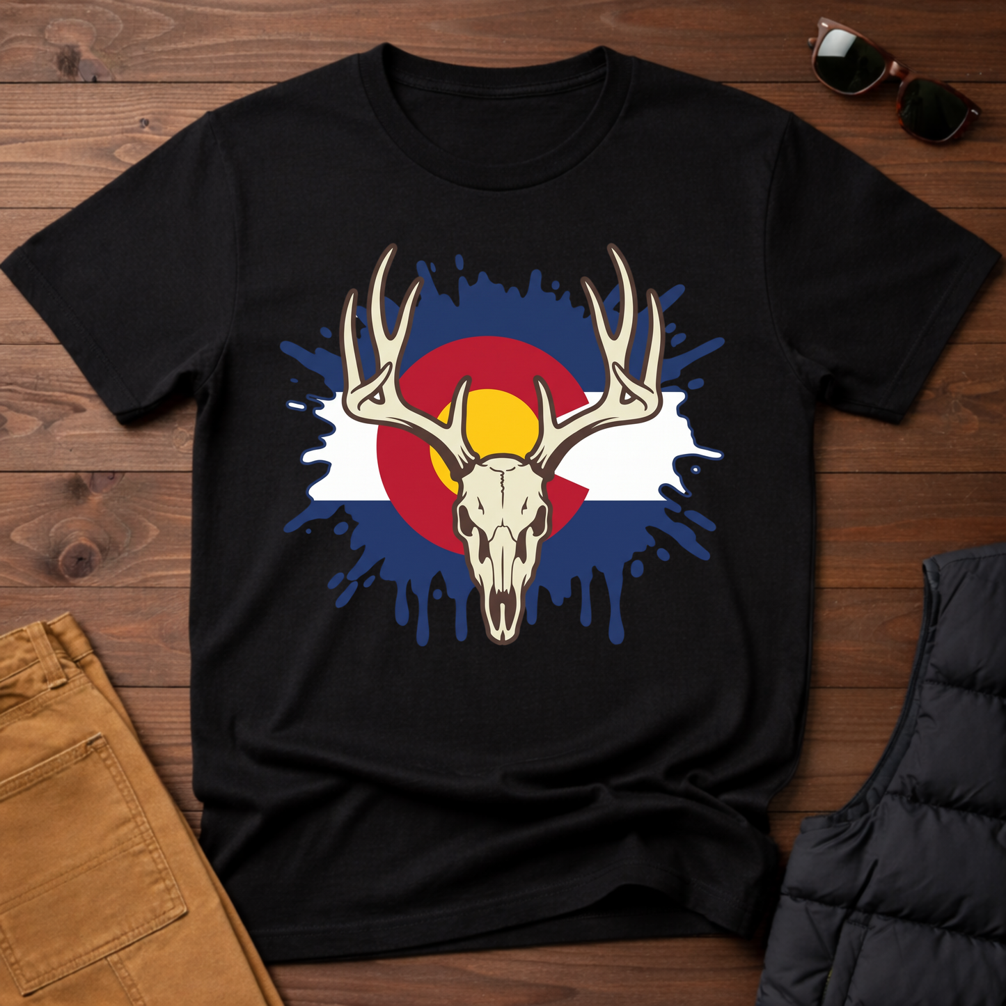 Colorado Flag Deer Skull T-Shirt